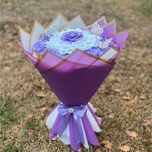 Elegant Purple and White Flower Bouquet